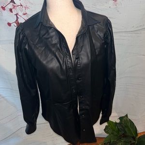 H & M black button long sleeve top